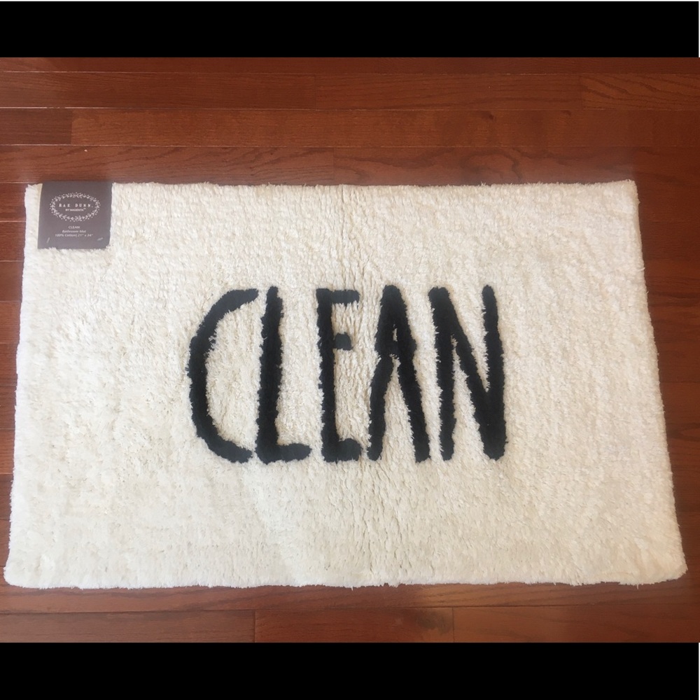 SALE 🎉NWT Rae Dunn CLEAN Cotton Bath Mat 🛀 - Picture 1 of 4